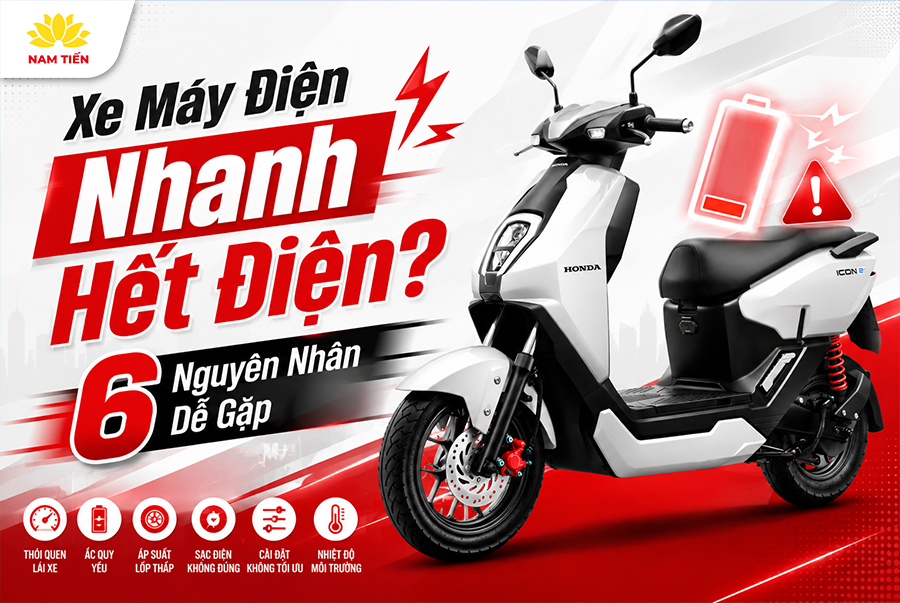 Xe Máy Điện Nhanh Hết Điện? 6 Nguyên Nhân Dễ Gặp