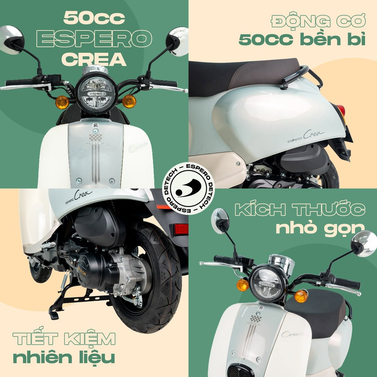 Crea 50cc Detech – kiểu dáng thanh lịch, dễ chạy